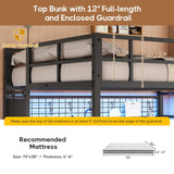 DICTAC Full Over Twin Metal Bunk Bed with Desk and LED Lighting – Black DICTAC