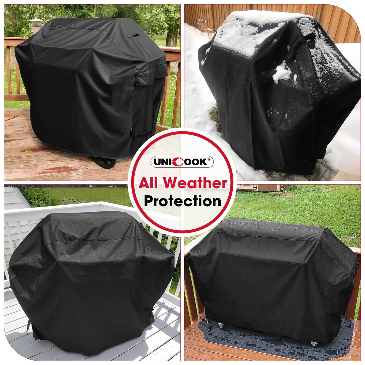 Unicook Grill Cover 60 Inch, Heavy Duty Waterproof Gas Grill Cover for Outdoor Grill, Fade and UV Resistant BBQ Cover, Durable Barbecue Cover, Compatible with Weber Char-Broil Nexgrill and More Grills Unicook