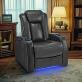 MCombo Power Recliner Chair with Adjustable Headrest for Living Room, Home Theater Seating with Swivel Tray Table, USB Port, LED Light, Armrest Storage HTS422 (Grey) MCombo