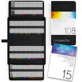 CHROMATEK 108 Watercolor Pens Set | Including 15 Page Pad & Online Video Tutorial Series | 5 Aquapens & 100 Unique Colors | Real Brush Pens | Easily Blendable, Vivid and Smooth CHROMATEK