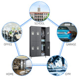 GangMei 6 Doors Metal Storage Locker, 72" H Employees Lockers Storage Cabinet with 12 Hooks, Lockable Steel Locker for Home, Office, Gym, School GangMei