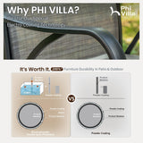 PHI VILLA 5 Piece Outdoor Bar Set, High Top Patio Table and Chairs with 4 Swivel Bar Stools (Grey) & Square Bar Bistro Table for Garden, Yard PHI VILLA