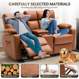 Consofa 68'' Power Reclining Loveseat with Massage and Heat | Double Recliner RV Sofa with Console | Wall Hugger Recliner Sofa | Rv Theater Seating | RV Furniture (PU Leather, Brown) Consofa
