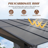 Raysfung 10 x13FT Outdoor Wall-Mounted Hardtop Gazebo, Aluminum Frame Lean to Gazebo with Polycarbonate Roof and Curtains for Patio, Garden, Deck Raysfung