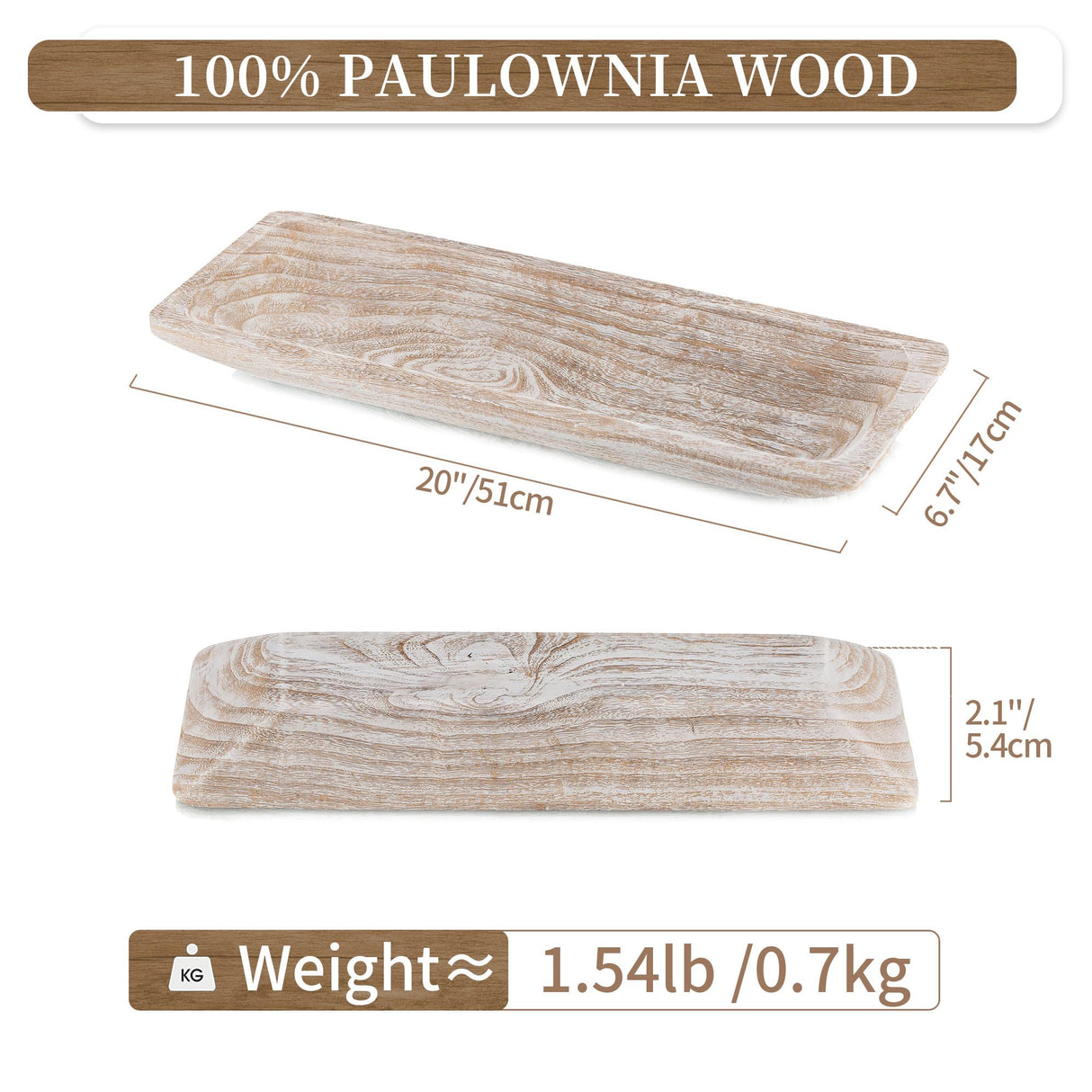 Hanobe Decorative Wood Dough Bowl: Large Long Wooden Centerpiece Table Decorations Natural Candle Holder Tray Decor Rustic Unfinished Centerpieces for Dining Room Kitchen Fruit Bowls, White Hanobe