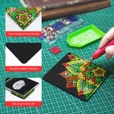 8 PCs Christmas Diamond Art Corner Bookmarks Leather Dimond Painting Book Mark Kit for Adults Paint by Dots Bookmarkers Craft DIY Gem Small Dotz Gifts for Women Mandala Flower Black Lotus CharySim