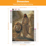 KEYIFA 5D Diamond Painting Jesus Diamond Art Kits for Adults, Round Full Drill Lion Diamond Painting Kit for Beginner, DIY Gems Art Craft for Home Wall Decor 12x16 inch KEYIFA