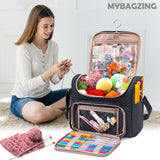 MYBAGZING Crochet Bag Organizer - Quilted Storage Bag with Hanging Hook, Knitting & Yarn Tote for Crochet Accessories, Mother's Day Gift MYBAGZING