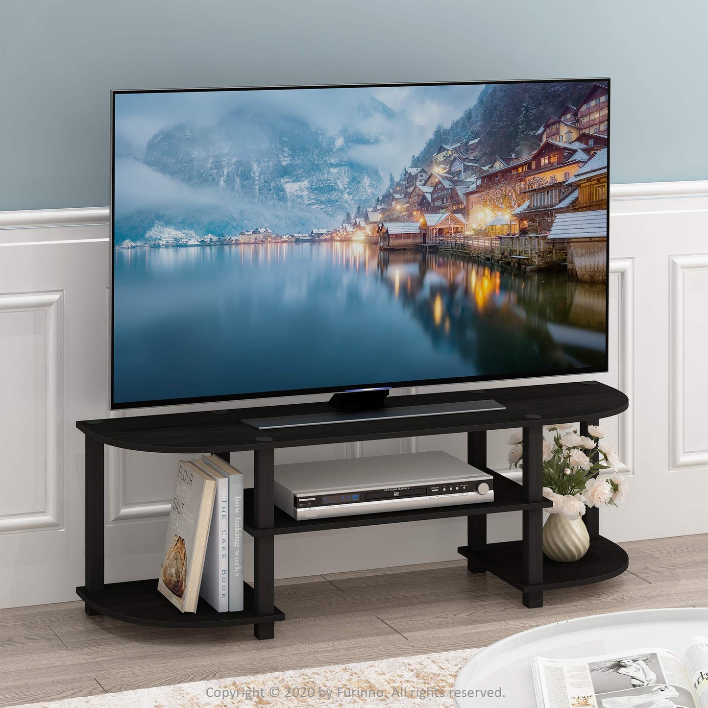 Furinno Turn-S-Tube Wide TV Entertainment Center, Espresso/Black - WoodArtSupply