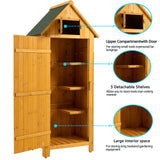 Outdoor Storage Cabinet, Garden Wood Tool Shed, Outside Wooden Shed Closet with Shelves and Latch for Yard, Patio, Deck and Porch,30.3”L X 21.3”W X 70.5”H (Natural) Anwick