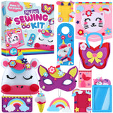 ZOIIWA 12Sets My First Felt Sewing Kit for Kid Arts Crafts Unicorn Felt DIY Craft Kit DIY Stuffed Mermaid Purse Bags Pillow with Instruction Embroidery Gift for Girl Boy Beginners Ages 4+ Learn to Sew ZOIIWA