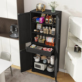 72" Tall Kitchen Pantry Storage Cabinet, Farmhouse Storage Cabinet with Organizer, Large Capacity Storage Cabinet with Drawer,Freestanding Cupboard for Kitchen, Dining Room, Living Room, Black Halitaa
