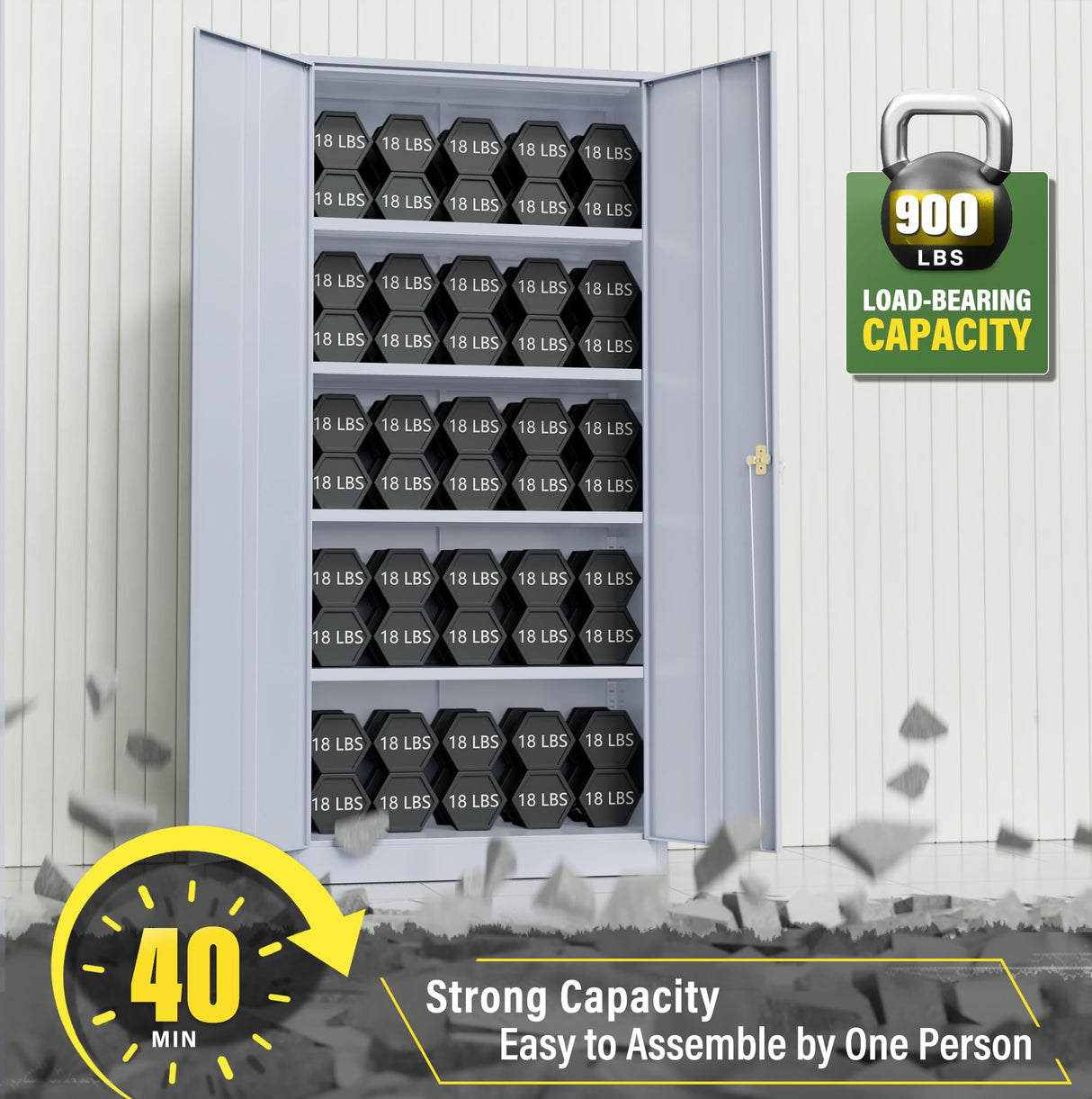 Greenvelly Metal Garage Storage Cabinet with Doors and Shelves,72" Tall Steel Locking Garage Storage Cabinet,Metal Office Storage Cabinet for Home,School,Garage(Dark Grey) Greenvelly