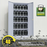 Greenvelly Metal Garage Storage Cabinet with Doors and Shelves,72" Tall Steel Locking Garage Storage Cabinet,Metal Office Storage Cabinet for Home,School,Garage(Dark Grey) Greenvelly