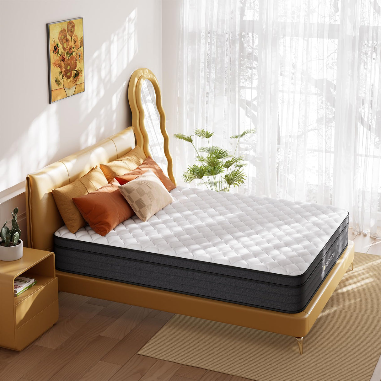 PECHINOU Queen Mattress,10 Inch Queen Size Hybrid Mattress in a Box with Memory Foam, Soft and Comfortable, Pressure Relief, Cool and Breathable, CertiPUR-US, Medium Firm PECHINOU