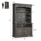 Garvee 72 in Pantry Cabinet, Farmhouse Coffee Bar Station with 3 Color LED Light and 5 S-Hook, Kitchen Hutch with Storage Rack, Rustic Cupboard for Living Room Dining Room Garvee