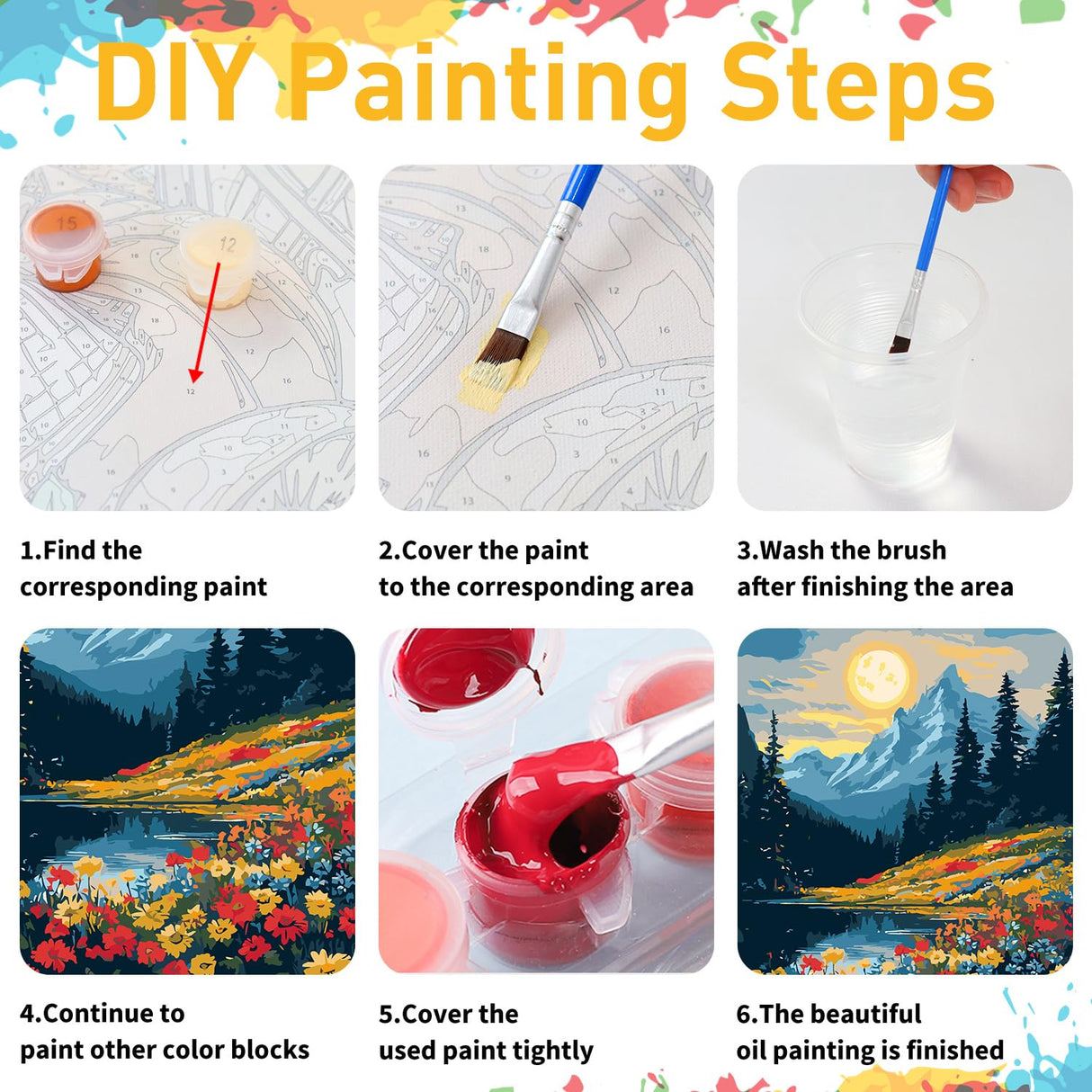 2 Pack Landscape Paint by Numbers for Adults, Landscape Paint by Numbers Kit for Adults, DIY Acrylic Adult Painting by Numbers Kits on Canvas for Gift Home Wall Art Decor 12x16 Inch (Rolled Package) Mandun