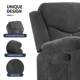 Sftaiyou Manual Rocker Recliner Massage Chair for Adults,Overstuffed Glider Rocking Recliner Fabric Chair for Living Room,Upholstered Soft Reclining Chair with Side Pocket (Dark Grey) Sftaiyou