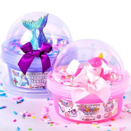 Finoclay Butter Slime kit, MicroWorld 2 Pack Clear & Fluffy Slime for Kids, Unicorn Mermaid Theme Party Favors with 6 Slime add ins, Unicorn Kids Toy Birthday Gifts for Girls Age 8-12 ToysButty