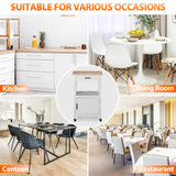 HomGarden Kitchen Island on Swivel Wheels with Drawer, Rolling Kitchen Cart Storage Cabinet with 3 Side Hooks for Dining Room, White HomGarden