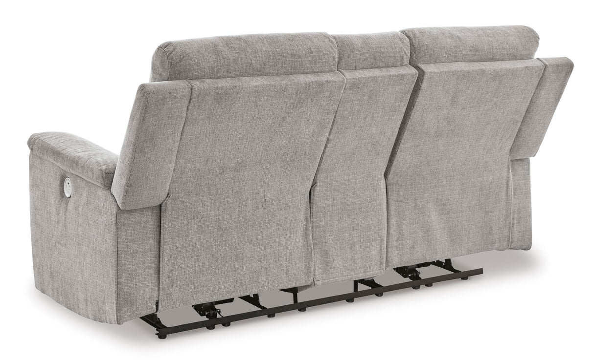 Signature Design by Ashley Barnsana Minimalist Power Reclining Loveseat with Console and USB Charging Ports, Light Gray Signature Design by Ashley