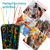 MAQIHAN Scratch Art Bookmarks - 36 Sets 4 Style Making Kit Paper with Scratching Tools Satin Ribbons Create Rainbow Without Ink Christmas Ornaments Hanging DIY Party Favors for Classroom MAQIHAN