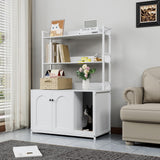 Large Litter Box Enclosure with Shelves and Doors, 52'' Litter Box Bookshelf Cat Box Furniture for Most of Litter Box Hidden Kitty Cat Litter Box Enclosure Cabinet with Scratch Pad Black GarveeLife