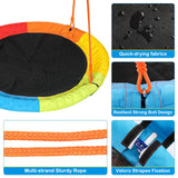 GIKPAL Saucer Swing with Stand for Kids Outdoor, 440lbs Swing Set with Heavy-Duty Metal Frame and Adjustable Ropes, Safe Waterproof Round Playset for Backyard Playground Park, Rainbow Color GIKPAL