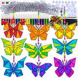 Winlyn 27 Sets Butterfly Suncatchers Ornaments Decorations DIY Window Paint Art Craft Kits Rainbow Sun Catchers Painting Kit for Kids Spring Summer Camping Classroom Party Activities Art Project Winlyn