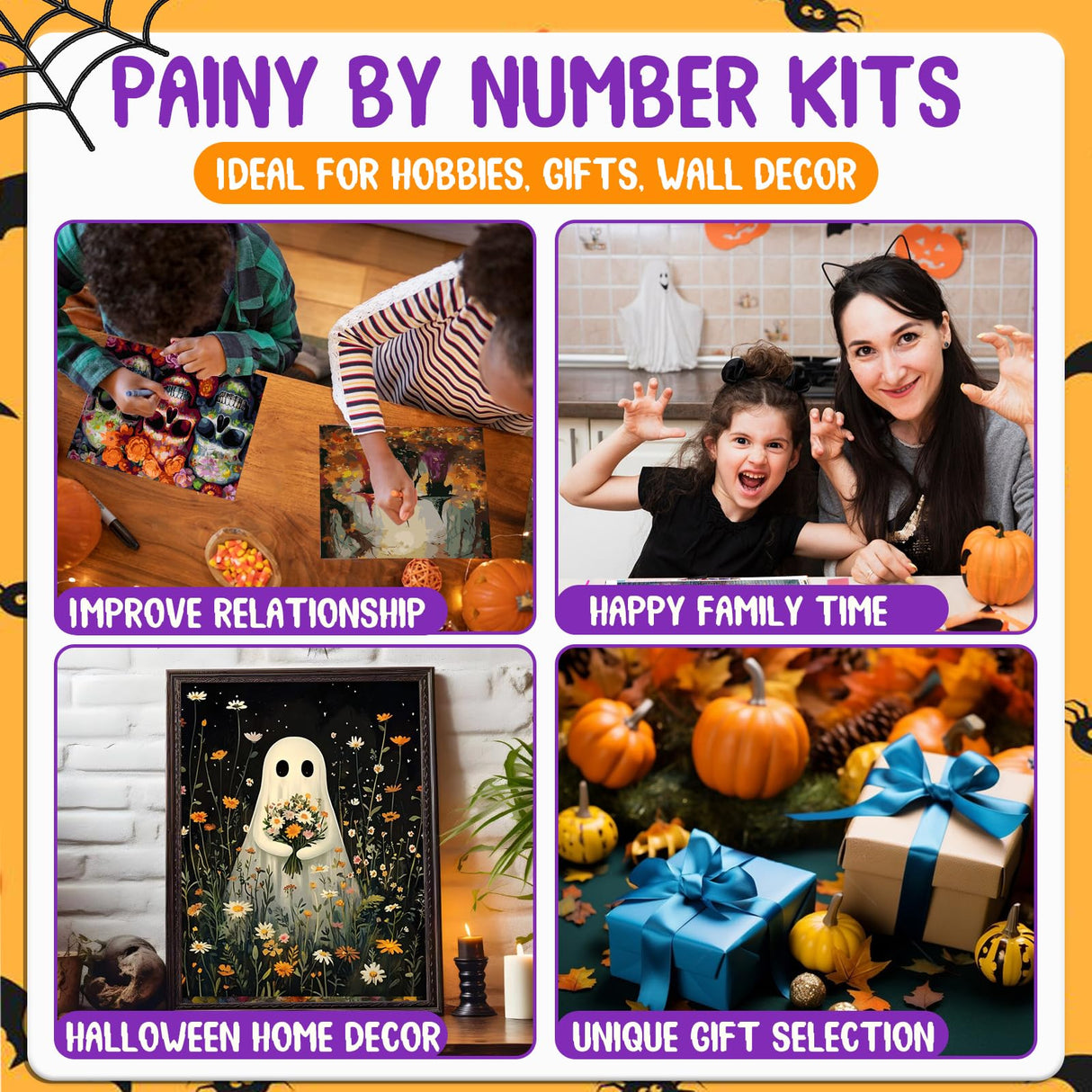 Halloween Paint by Numbers Kit for Adults, Ghost Paint by Number for Adults on Canvas, Acrylic Ghost Halloween Paint by Number for Adult Beginners for Gift Home Decor 16x20 Inch hkejoi