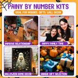 Halloween Paint by Numbers Kit for Adults, Ghost Paint by Number for Adults on Canvas, Acrylic Ghost Halloween Paint by Number for Adult Beginners for Gift Home Decor 16x20 Inch hkejoi