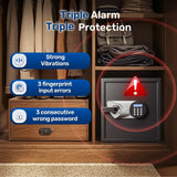 BlackSmith Biometric Handgun Safe 1.8 Cubic Feet Home Safe Quick Access Fingerprint Security Lock Box for Money Firearm Valuables with Dual Alarm System Fireproof Bag and Removable Shelf BlackSmith