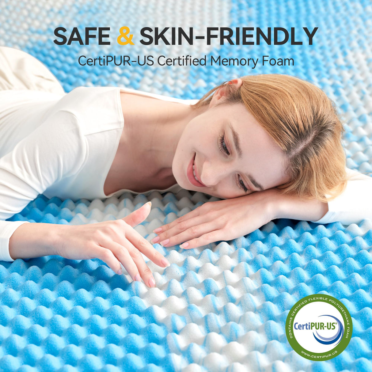 SINWEEK 2 Inch Egg Crate Memory Foam Mattress Topper Twin Size, Soft Mattress Pad for Back Pain Relief, Bed Topper, CertiPUR-US Certified, Blue SINWEEK