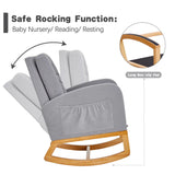 VECELO Rocking Chair Nursery, Modern Sherpa Glider Rocker Accent Arm Chair with High Back and Side Pocket, Cozy Rocking Armchair for LivingRoom, Bedroom, Gray VECELO