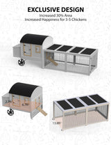 VerisShade Chicken Coop, Wooden Chicken Coop for 3-5 Chickens, 106in Outdoor Chicken Coop with Run, Waterproof Roof, Nesting Box, Pull Out Trays and Ramp, White Carriage VerisShade