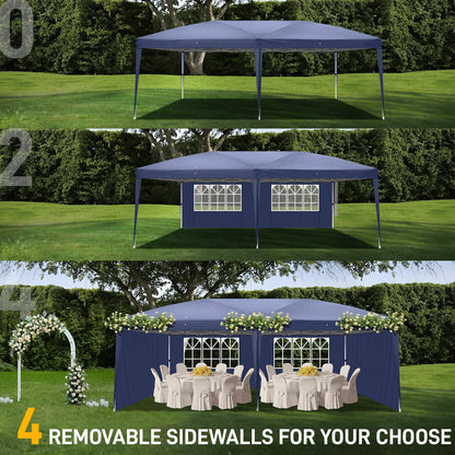 Outvita 10x20ft Ez Pop Up Canopy, Portable Instant Canopy Tent with 4 SideWalls for Outdoor Events, Party, Wedding, Birthday,Graduation