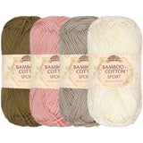 JubileeYarn Bamboo Cotton Sport Yarn - 50g/Skein - Shades of Neutral Tones - 4 Skeins BambooMN