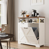 Double Tilt Out Trash Can Cabinet for 13*2 Gallon Garbage Can, Farmhouse Kitchen Garbage Trash Bin Cabinet for Hidden Laundry Basket, Dual Dog Proof Trash Can Cabinet for Barthroom, Living Room, White Befrases