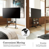 FITUEYES Rolling TV Stand for 40-85inch TV, Portable TV Stand with Wheels Holds up to 132 LBs, Height Adjustable Mobile TV Cart with Multifunctional Storage for Office, Living Room, Bedroom FITUEYES