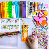 Winlyn 32 Sets Jungle Animal Craft Kits DIY Jungle Safari Zoo Wild Animal Bookmarks Decorations Art Sets Tiger Lion Zebra Foam Stickers for Kids Classroom Activities Reading Rewards Party Favors Winlyn