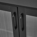 Panana TV Stand for 70 inch TV, Entertainment Center TV Console Table TV Storage Cabinets Media Console with 2 Doors and Open Shelves, 4 Cubby for Living Room Bedroom, Black Panana