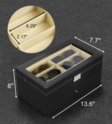 NEWLOOP Sunglasses Case Storage Organizer - Sunglass Organizer See-through Display Case Multiple Pairs Glasses Holder Stand 2-layer Eyeglass Jewelry Watch Collection Box with 12 Slot NEWLOOP