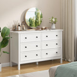 CARPETNAL White Dresser for Bedroom, 6 Drawer Dresser with Wide Drawer and Metal Handles, Wood Dressers & Chests of Drawers for Hallway, Entryway. CARPETNAL