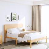 BOSRII 14in High Solid Bamboo Wood Platform Queen Size Bed Frame with Headboard, Reinforced Heavy Duty Metal Slats, Noise Free, No Box Spring Needed, Easy Assembly BOSRII