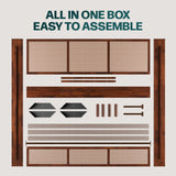 Bme Nancy Dark Chocolate King Bed Frame with Geometric Headboard – Mid Century Modern Solid Acacia Wood Design Bme