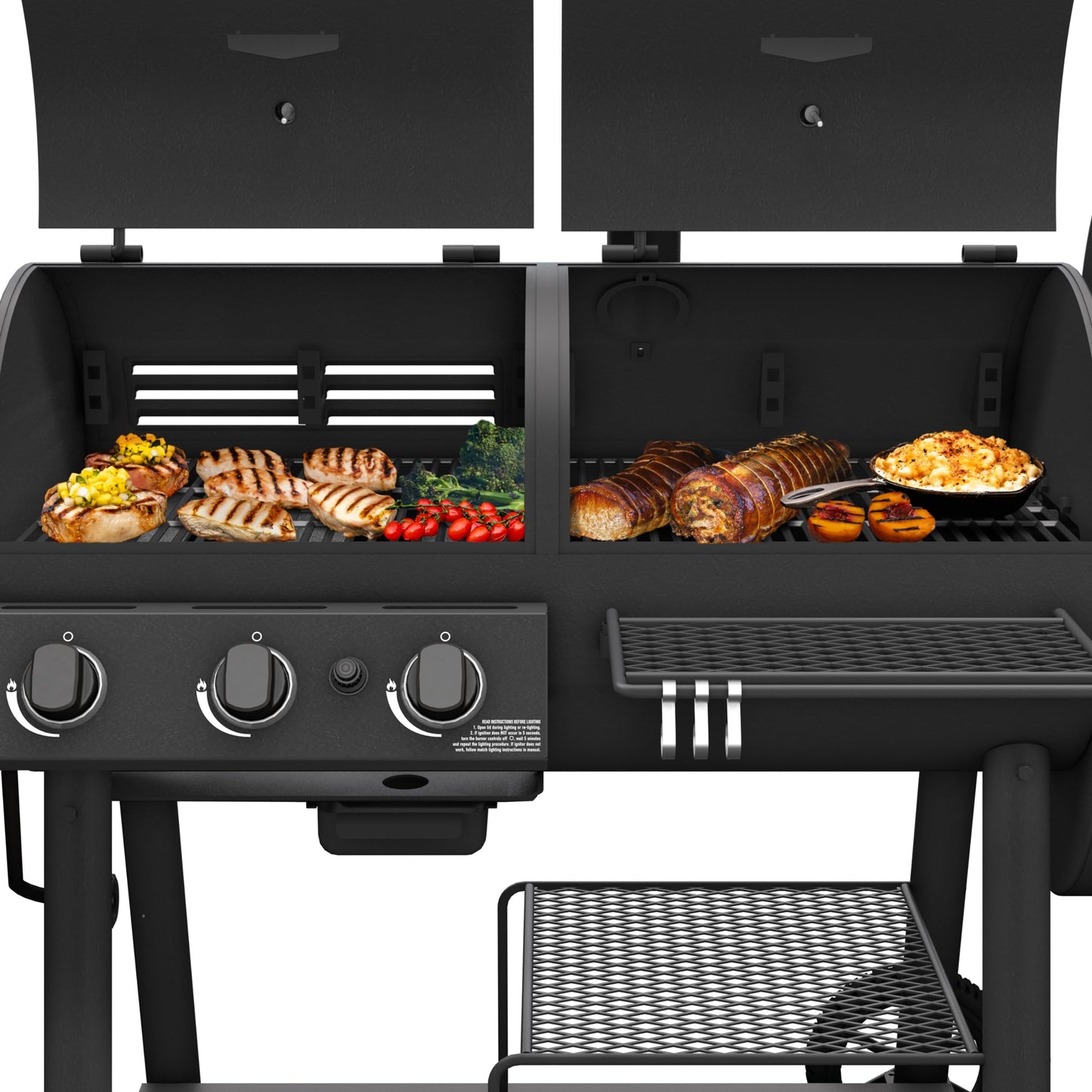 OKLAHOMA JOE'S® Canyon™ Charcoal and Propane Gas Combination Smoker and Grill, Black Steel, 24203004