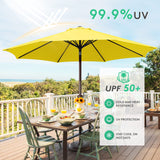JEAREY 10ft Olefin Patio Umbrellas Outdoor Umbrella with Auto Tilt Crank System,Market Table Umbrella 8 Sturdy Ribs UV Protection Fade-Resistant for Pool Deck Garden Backyard,Yellow JEAREY