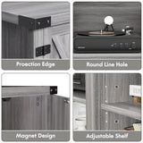 YESHOMY Modern Farmhouse TV Stand with Two Barn Doors and Storage Cabinets for Televisions up to 65+ Inch, Entertainment Center Console Table, Media Furniture for Living Room, 58 Inch, Gray Wash YESHOMY