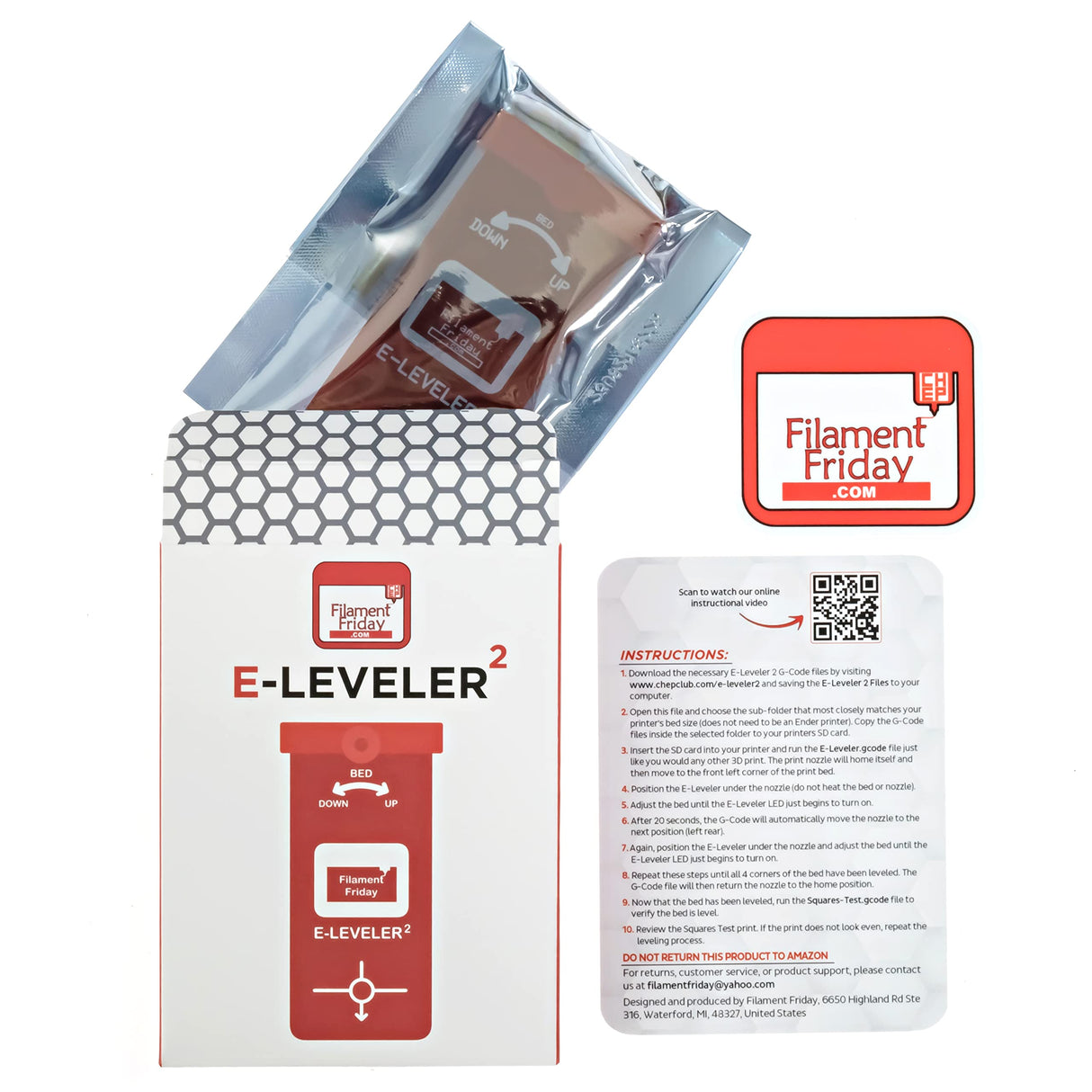 Filament Friday E-Leveler 2 - The Original 3D Printer Electronic Bed Leveling Tool Filament Friday