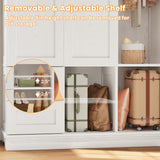 IRONCK Armoire Wardrobe Closet with 2 Drawers, 3 Doors, 2 Hanging Rods, Wardrobe Cabinet, Wooden Freestanding Bedroom Closet Cabinet with Adjustable Shelf, Storage Armoire, Rustic White IRONCK